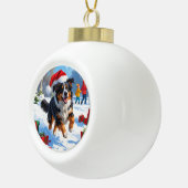 Australian Shepherd Christmas Festive Snow Scene Keramik Kugel-Ornament (Rechts)