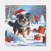 Australian Shepherd Christmas Festive Snow Scene Magnet (Vorne)