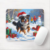 Australian Shepherd Christmas Festive Snow Scene Mousepad (Mit Mouse)