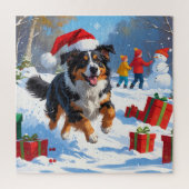 Australian Shepherd Christmas Festive Snow Scene Puzzle (Vertikal)