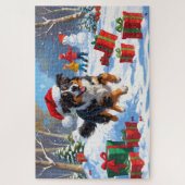 Australian Shepherd Christmas Festive Snow Scene Puzzle (Vertikal)