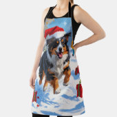 Australian Shepherd Christmas Festive Snow Scene Schürze (InSitu)