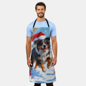 Australian Shepherd Christmas Festive Snow Scene Schürze (Getragen)