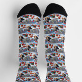 Australian Shepherd Christmas Festive Snow Scene Socken (Oben)