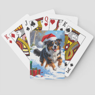 Australian Shepherd Christmas Festive Snow Scene Spielkarten