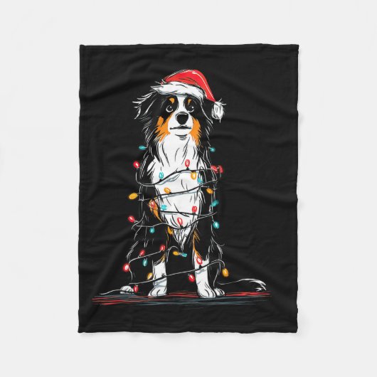 Australian Shepherd Christmas Graphics Dog Lights Fleecedecke (Vorderseite)