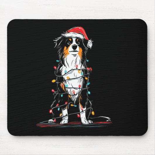 Australian Shepherd Christmas Graphics Dog Lights Mousepad (Vorne)