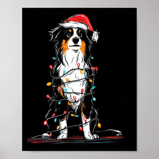 Australian Shepherd Christmas Graphics Dog Lights  Poster (Vorne)