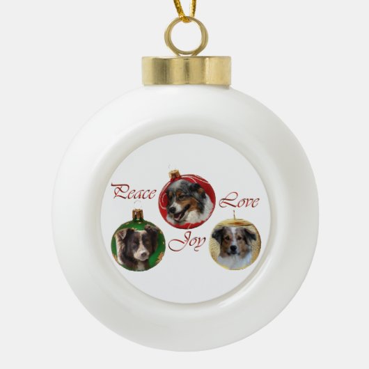Australian Shepherd Christmas Keramik Kugel-Ornament (Vorderseite)