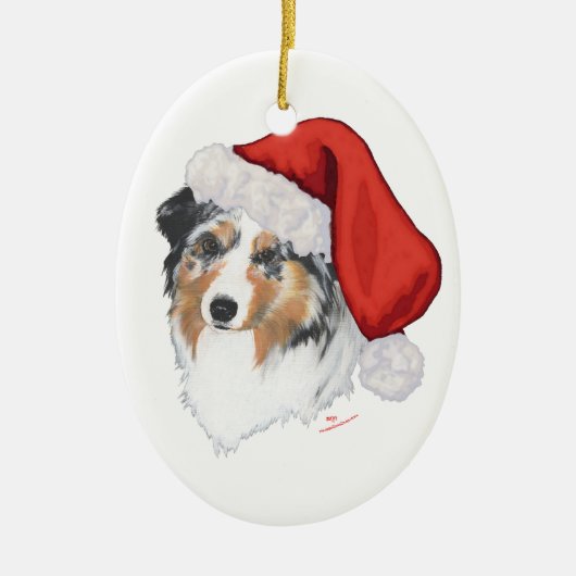 Australian Shepherd Christmas Keramik Ornament (Vorne)