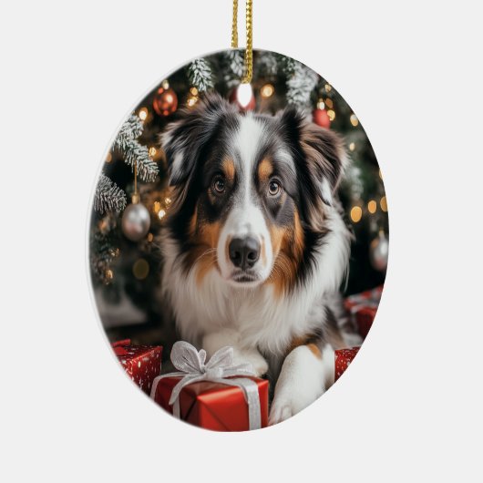 Australian Shepherd Christmas Keramik Ornament (Rechts)