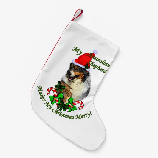 Australian Shepherd Christmas Kleiner Weihnachtsstrumpf (Vorderansicht (hängend))
