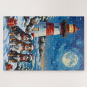 Australian Shepherd Christmas Lighthouse Holiday Puzzle (Horizontal)