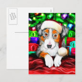 Australian Shepherd Christmas Open Geschenke Feiertagspostkarte (Vorne/Hinten)