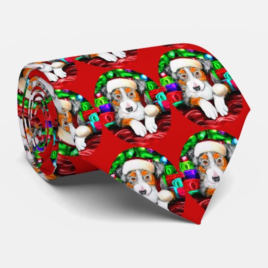 Australian Shepherd Christmas Open Geschenke Krawatte (Gerollt)