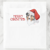 Australian Shepherd Christmas Rechteckiger Aufkleber (Tasche)