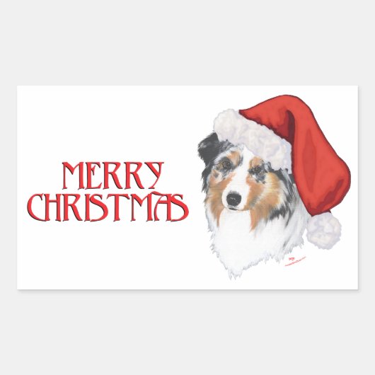Australian Shepherd Christmas Rechteckiger Aufkleber (Vorderseite)