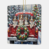 Australian Shepherd Christmas Red Truck Holiday Keramikornament (Links)