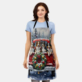 Australian Shepherd Christmas Red Truck Holiday Schürze (Getragen)