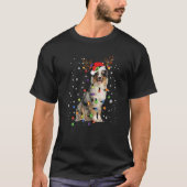 Australian Shepherd Christmas Reindeer Santa Hat P T-Shirt (Vorderseite)