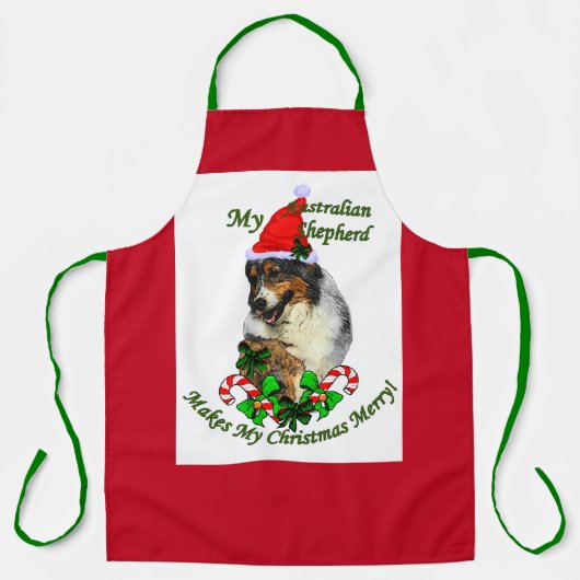 Australian Shepherd Christmas Schürze (Vorderseite)