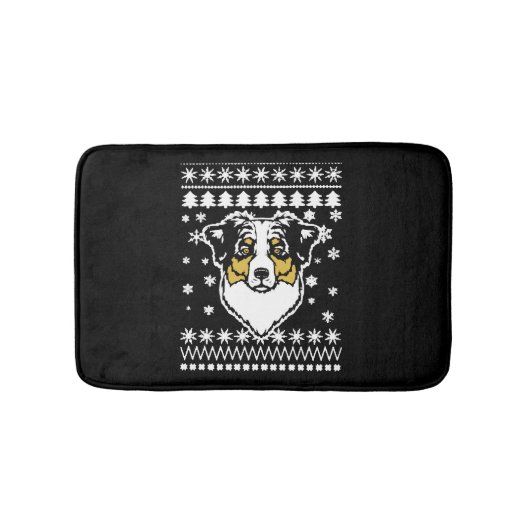 Australian Shepherd Christmas Shirt Badematte (Vorderseite)