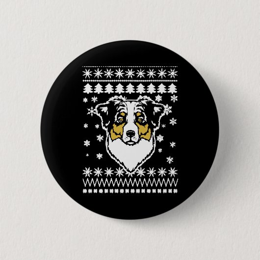 Australian Shepherd Christmas Shirt Button (Vorderseite)