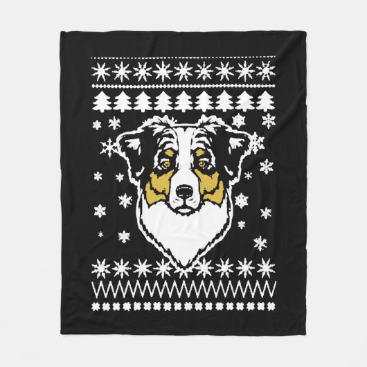 Australian Shepherd Christmas Shirt Fleecedecke (Vorderseite)