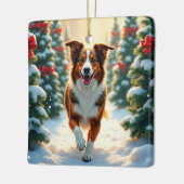 Australian Shepherd Christmas Tree Farm Painting Keramikornament (Links)