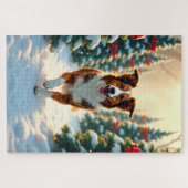 Australian Shepherd Christmas Tree Farm Painting Puzzle (Horizontal)