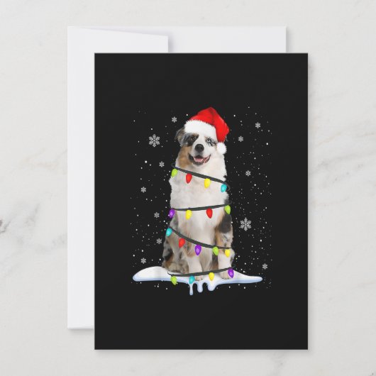 Australian Shepherd Christmas Tree Light Aussie Xm Einladung (Vorderseite)