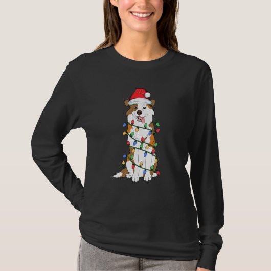 Australian Shepherd Christmas Tree Light Aussie Xm T-Shirt (Vorderseite)