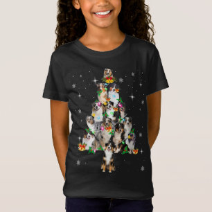 Australian Shepherd Christmas Tree Lights Xmas Paj T-Shirt