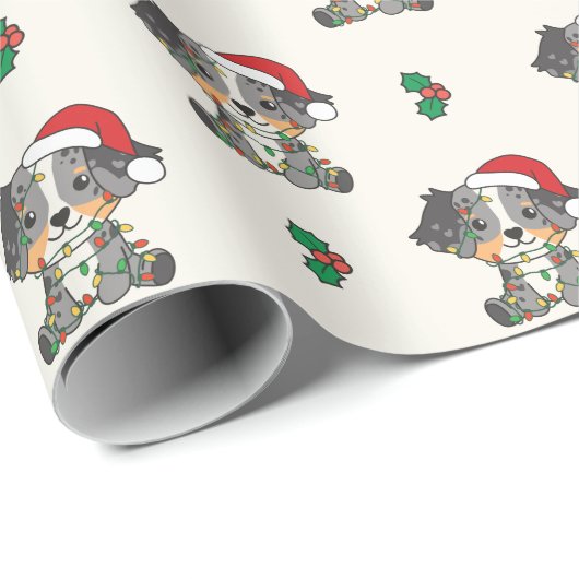 Australian Shepherd Christmas Winter Animals Geschenkpapier (Rolleneckpunkt)
