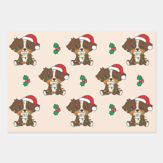 Australian Shepherd Christmas Winter Animals Geschenkpapier Set (Vorderseite)