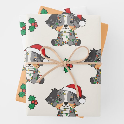 Australian Shepherd Christmas Winter Animals Geschenkpapier Set (Beispiel)