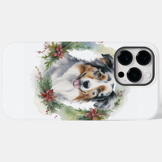 Australian Shepherd Christmas Wreath Festive Pup Case-Mate iPhone Hülle (Rückseite (Horizontal))