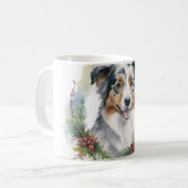 Australian Shepherd Christmas Wreath Festive Pup Kaffeetasse (Vorderseite Links)