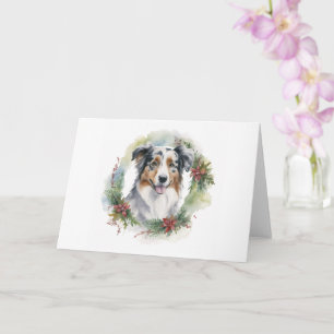 Australian Shepherd Christmas Wreath Festive Pup Karte