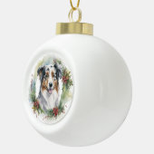 Australian Shepherd Christmas Wreath Festive Pup Keramik Kugel-Ornament (Rechts)