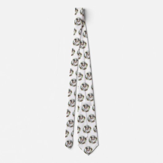 Australian Shepherd Christmas Wreath Festive Pup Krawatte (Rückseite)