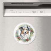 Australian Shepherd Christmas Wreath Festive Pup Magnet (In Situ (Geschirrspüler))