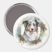 Australian Shepherd Christmas Wreath Festive Pup Magnet (Vorderseite/Rückseite)