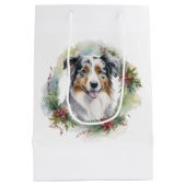 Australian Shepherd Christmas Wreath Festive Pup Mittlere Geschenktüte (Rückseite)
