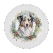 Australian Shepherd Christmas Wreath Festive Pup Schneidebrett (Vorderseite)