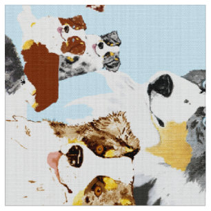 Australian Shepherd Collage Poly Poplin 60" Fabric Stoff