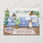 Australian Shepherd Cozy New Zuhause Moving        Ankündigungspostkarte (Vorderseite)