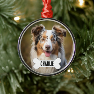 Australian Shepherd Custom Dog Foto und Name Ornament Aus Metall