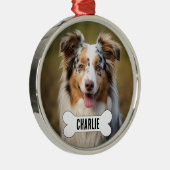 Australian Shepherd Custom Dog Foto und Name Ornament Aus Metall (Rechts)