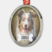 Australian Shepherd Custom Dog Foto und Name Ornament Aus Metall (Links)